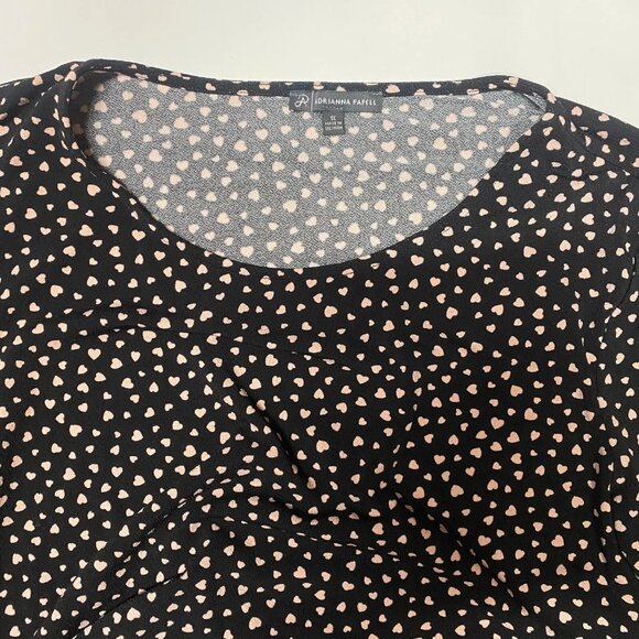 Adrianna Papell Heart Print Tunic Shirt Top Women's 1X Black Romance Valentines - Picture 4 of 12